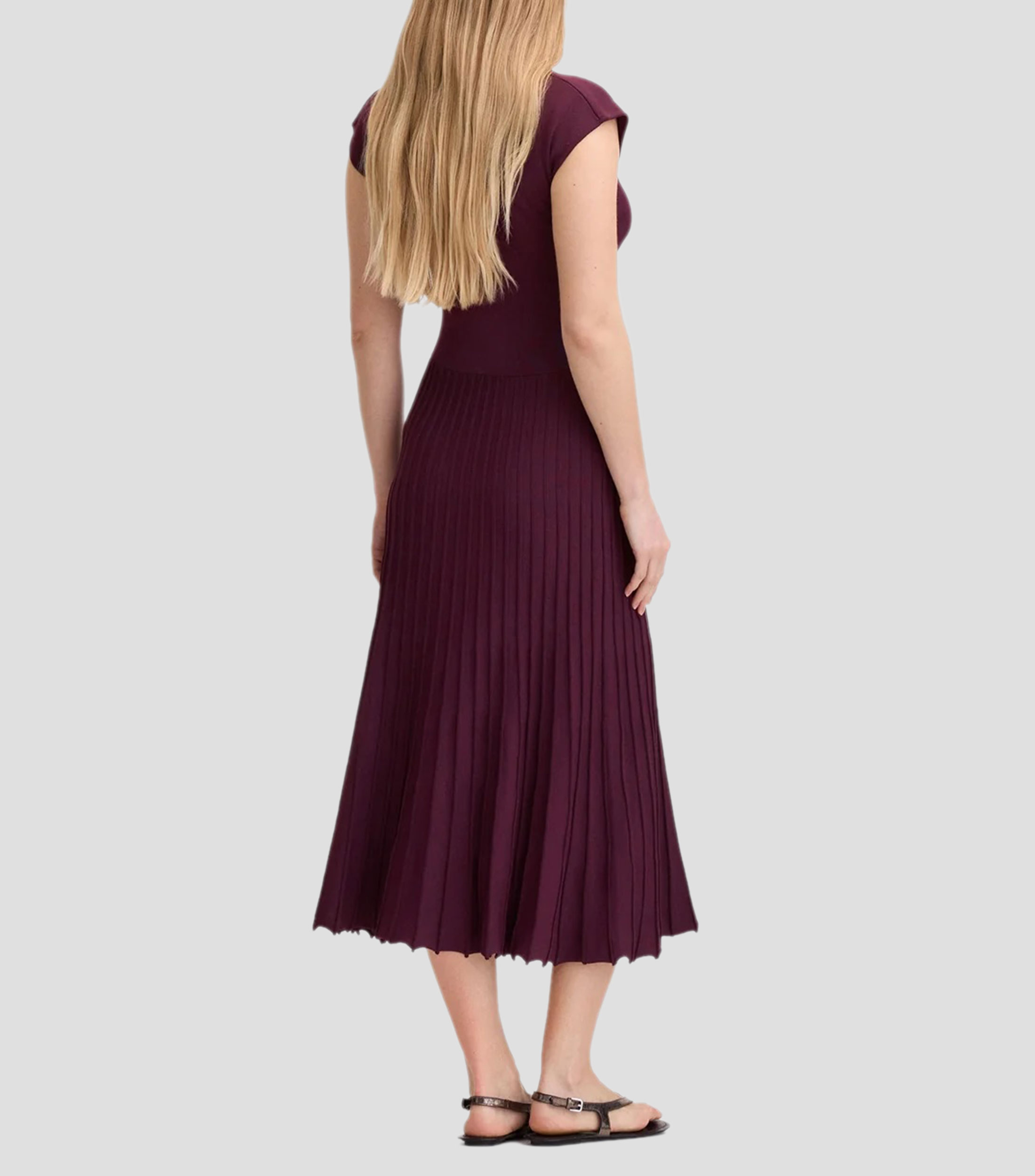 Vestido midi liso Mujer